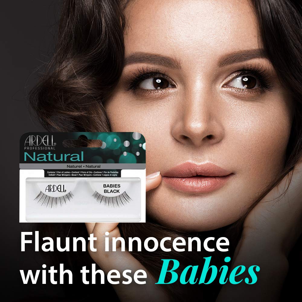 Black Ardell False Eyelashes, Babies - Lightweight, Natural Look Strip Lashes with Invisiband for Everyday Wear, 4 Pack