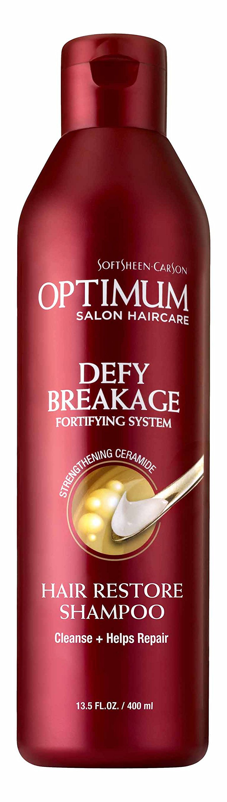 Dark Red SoftSheen-Carson Optimum Salon Haircare Defy Breakage Fortifying System Hair Restore Shampoo, 13.5 fl oz