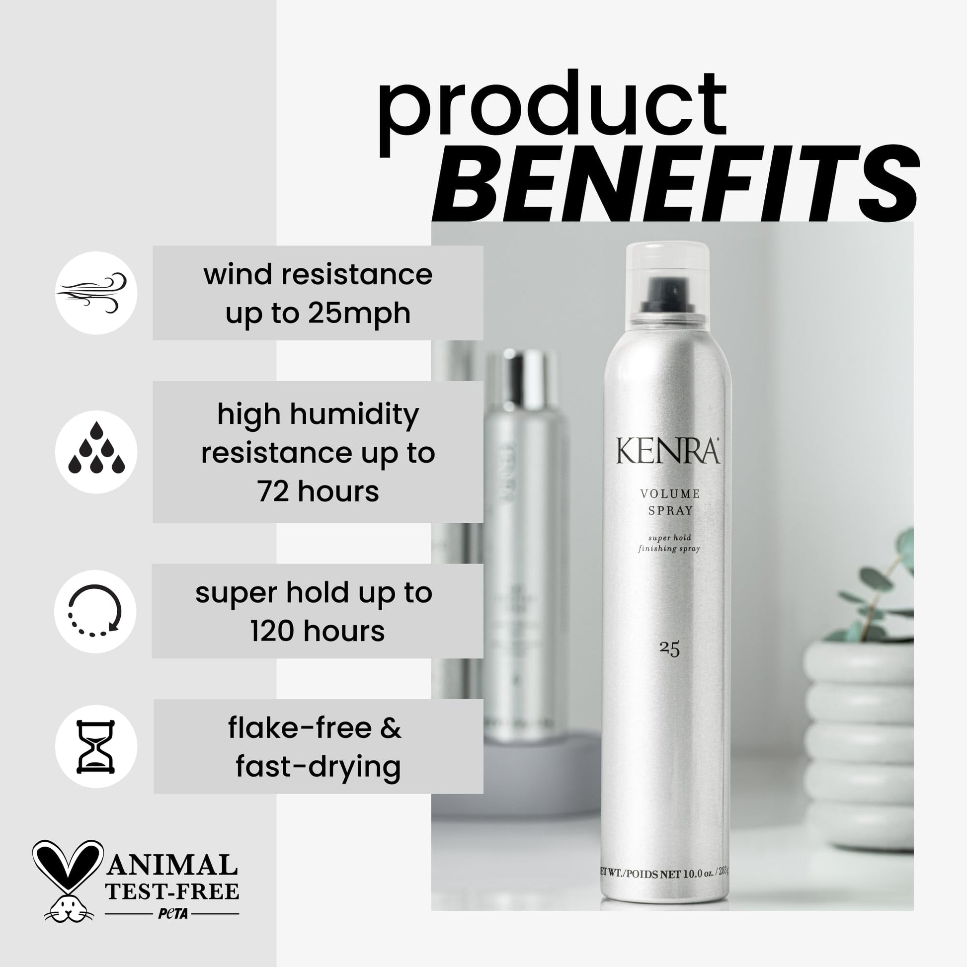 Lavender Kenra Professional Volume Spray 25 50% Super Hold Finishing & Styling Hairspray Flake-free & Fast-drying Wind & Humidity Resistance All Hair Types 10 oz (2-Pack)