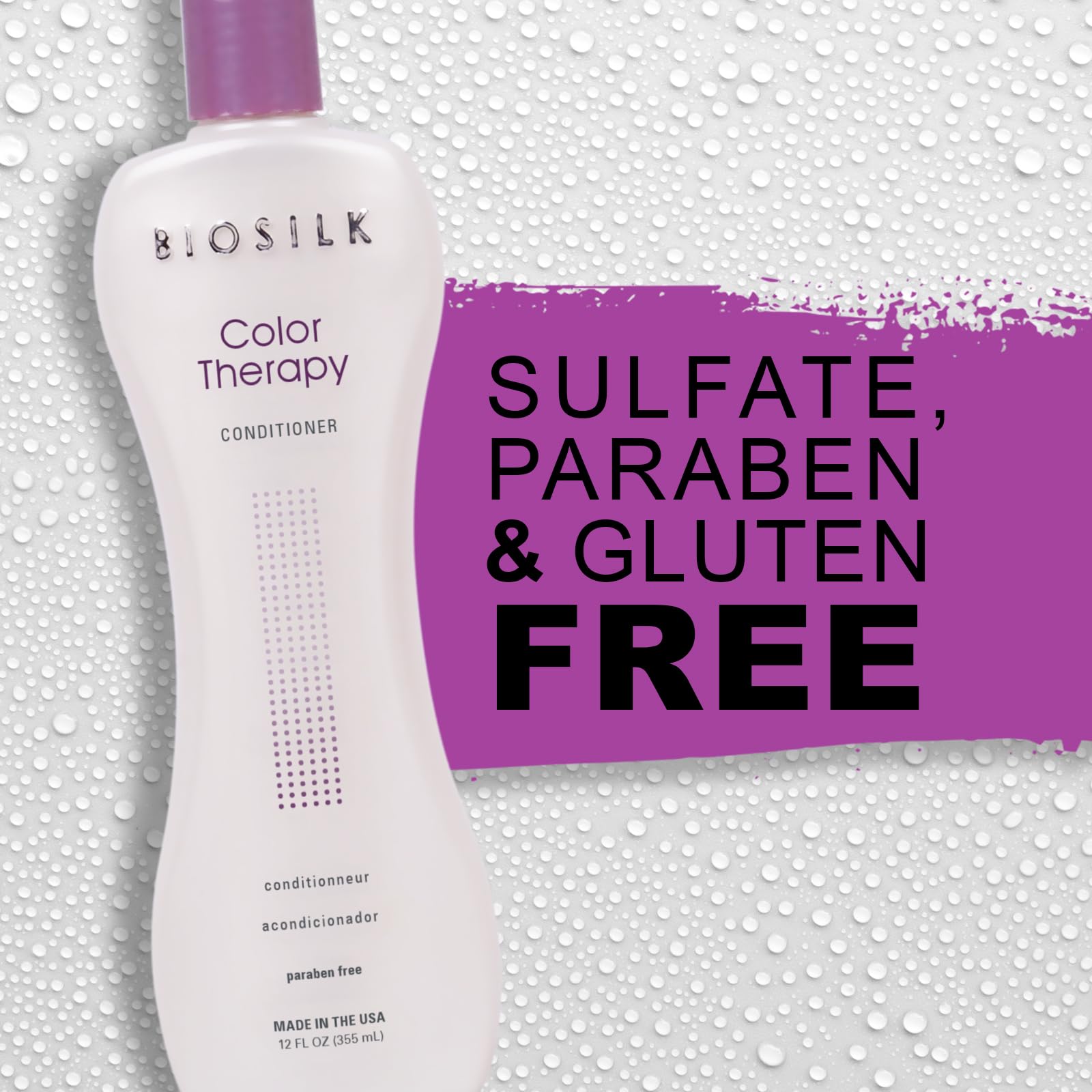 Light Gray BioSilk Color Therapy Conditioner, Replenishes Moisture While Protecting Color, Enhances Vibrancy & Shine, Sulfate, Paraben & Cruelty-Free, 12 Oz