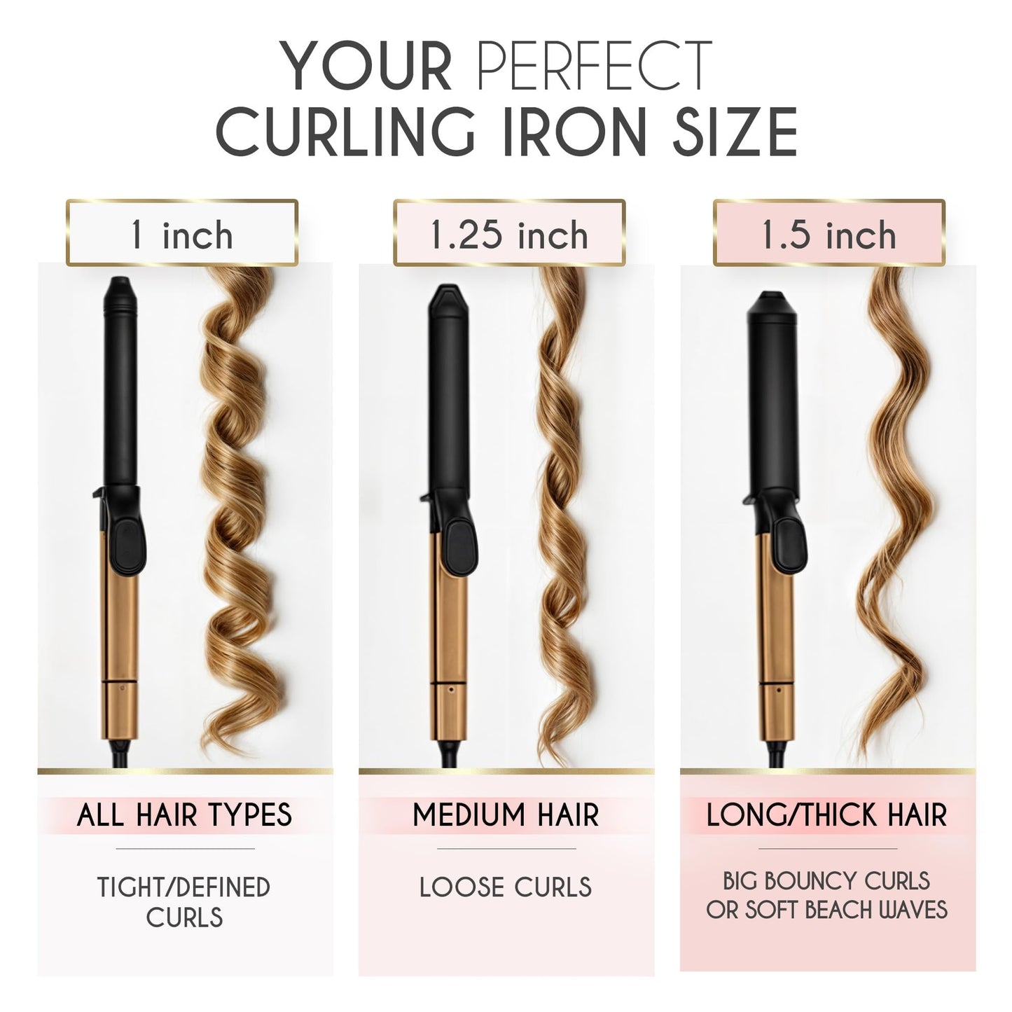 White Smoke ELLA BELLA® Curling Iron 1 Inch • Professional Hair Curler • Curling Wand • Ceramic Curling Irons • Transform Your Look in Seconds • Suitable for All Hair Types • Say Goodbye to Heat Damage