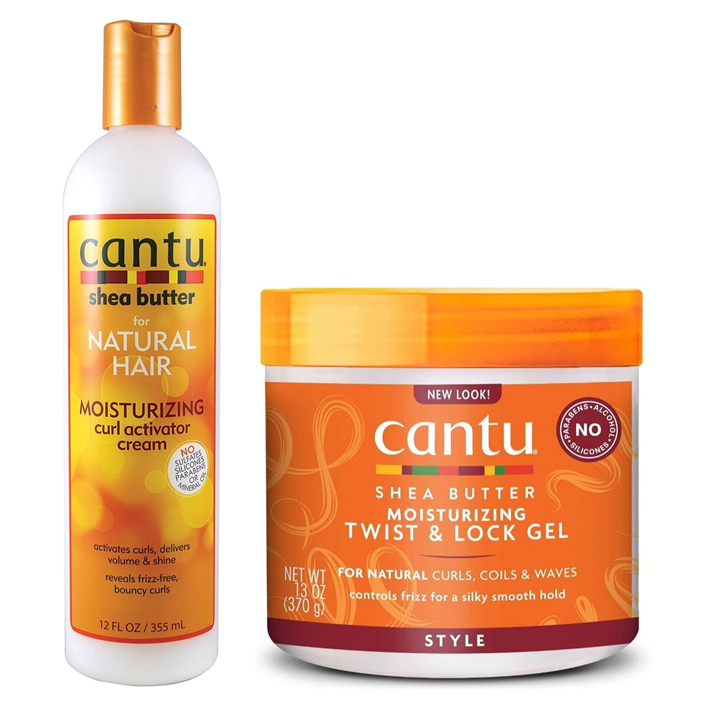White Smoke Cantu Shea Butter for Natural Hair Moisturizing Curl Activator Cream (12 Fl Oz) and Moisturizing Twist & Lock Gel (13 Oz)