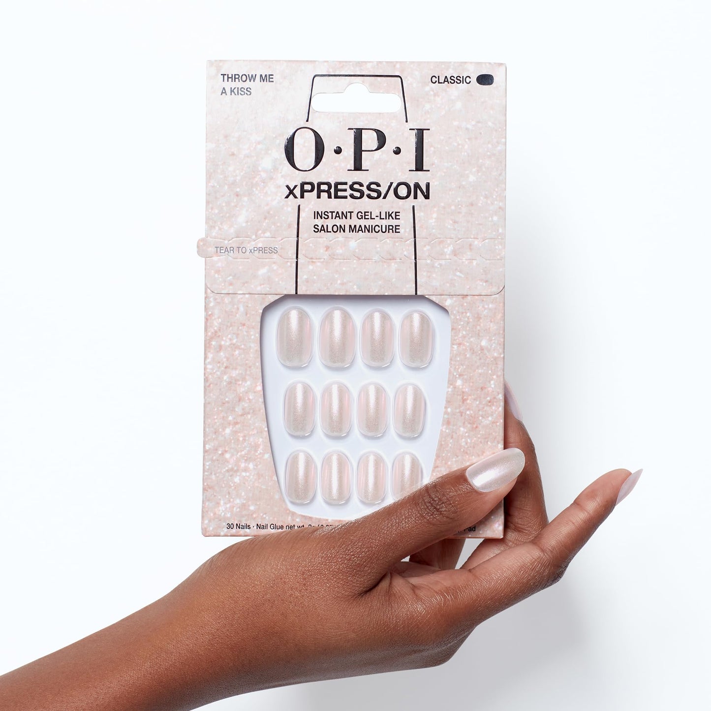 White Smoke Bundle of OPI xPress/On Press On Nails, With Nail Glue, Short Pink Nails, Throw Me a Kiss + OPI ProSpa Nail and Cuticle Oil, 0.5 fl oz