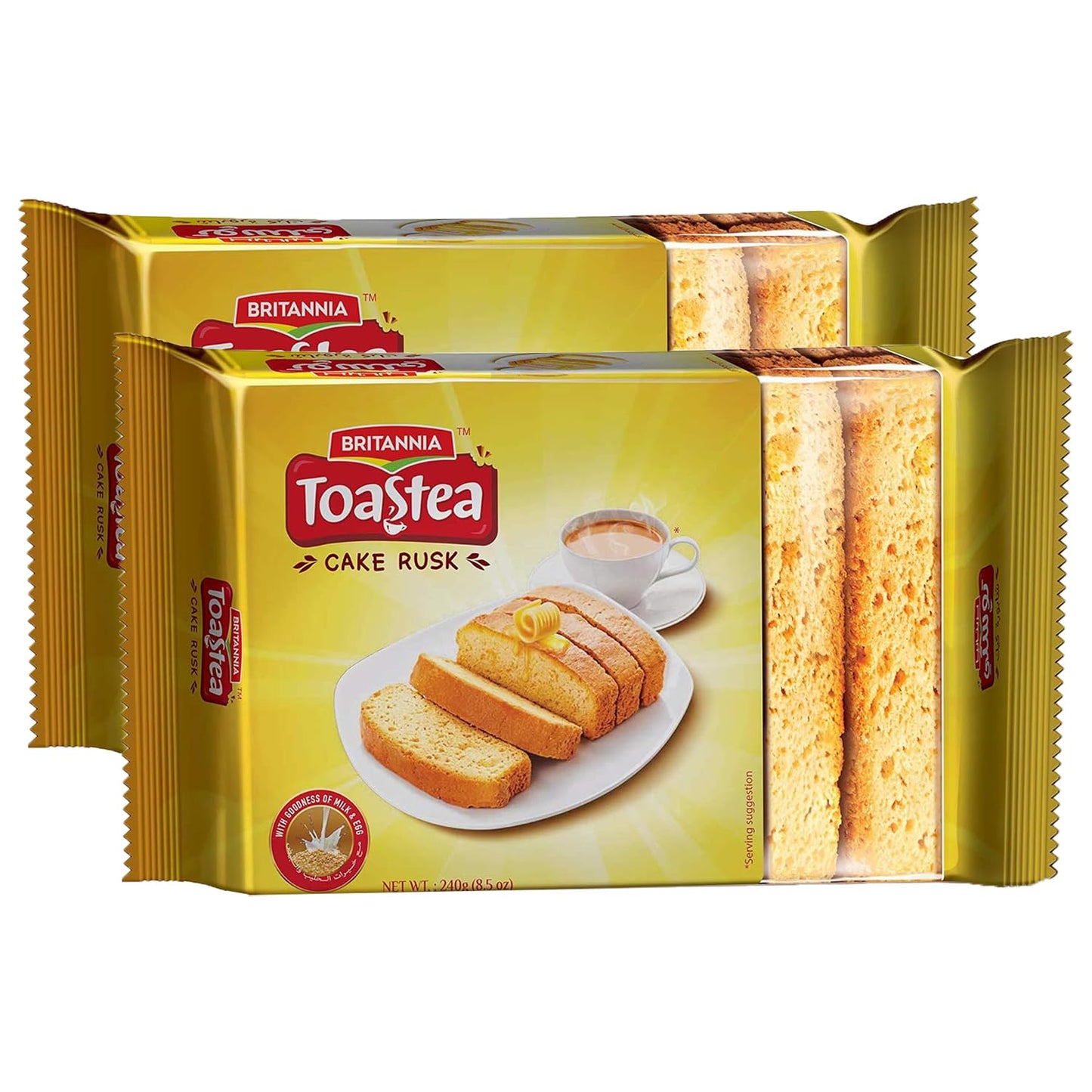 White Smoke BRITANNIA Premium Cake Rusk 8.46oz (240g) | Pack of 2 | Crispy Tea Snack | Goodness of Milk and Egg | Delicious, Light & Crispy Toasted Bread