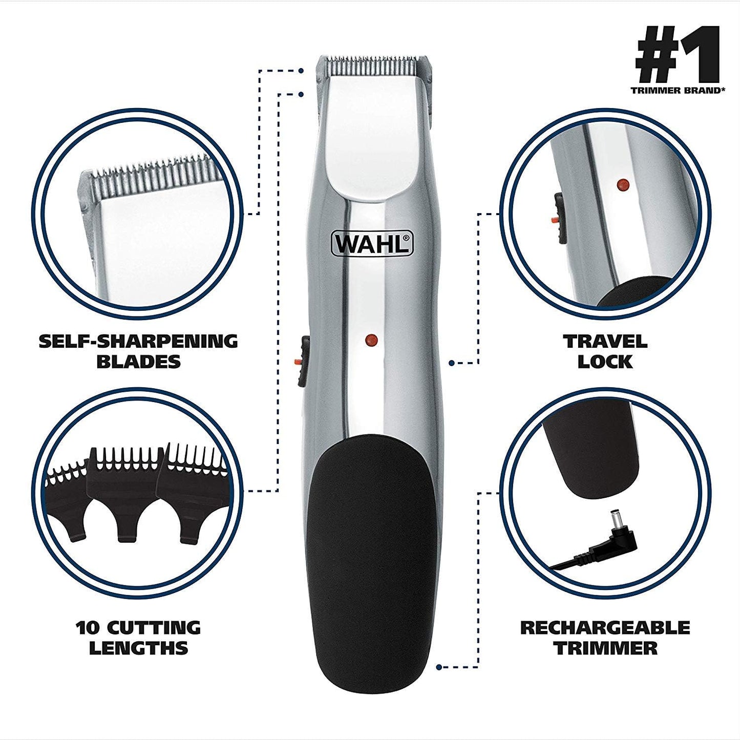 White Smoke Wahl Clipper Corp 9916-817 Beard/Mustache Trimmer