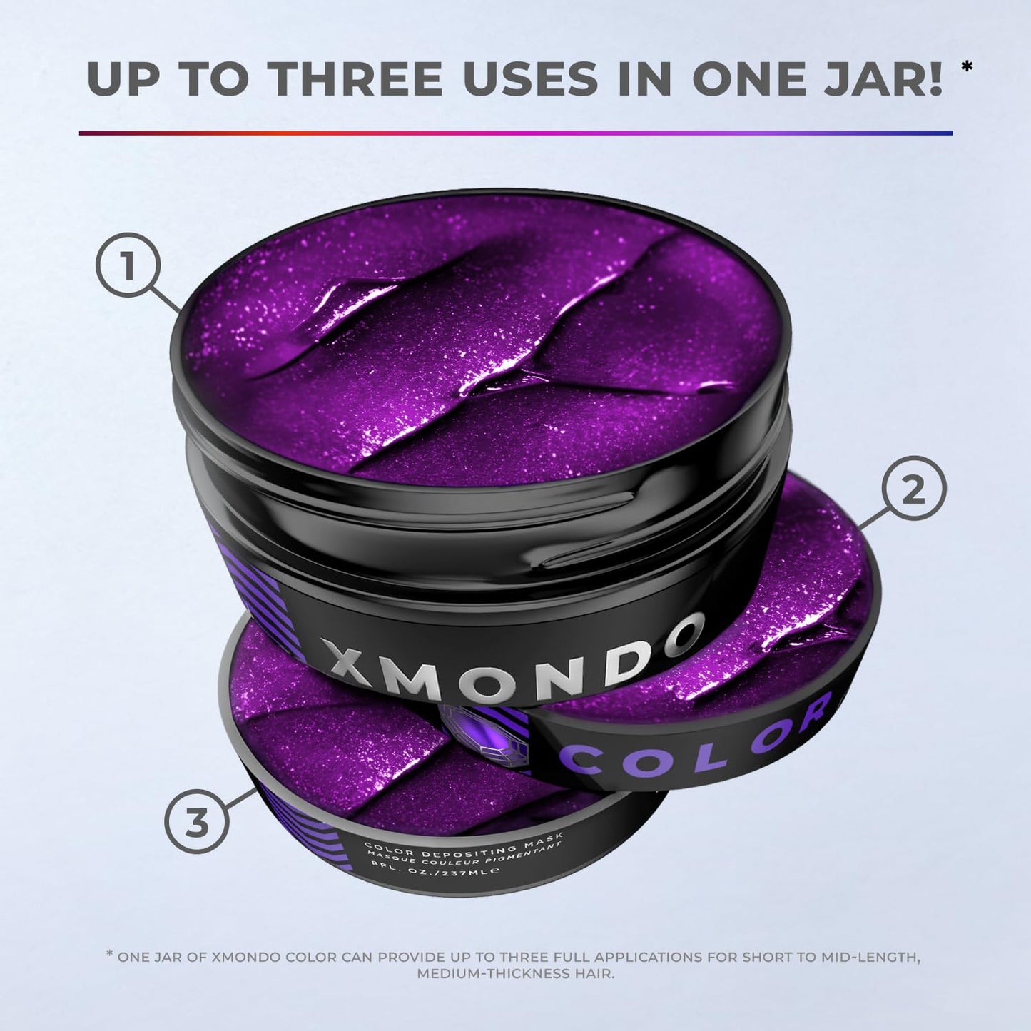 Light Gray XMONDO Color Amethyst Depositing Mask & Semi-Permanent Purple Hair Dye | Infused with Bond Booster Technology & Hyaluronic Acid for Nourishment, Revitalization & Repair, Vegan Formula, 8 Fl Oz 1-Pack