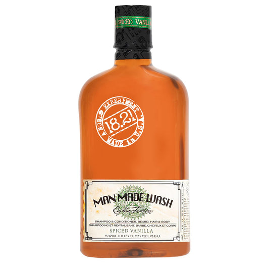 White Smoke 18.21 Man Made Original Spiced Vanilla 3-in-1 Body Wash, Shampoo, & Conditioner for Men, All Hair & Skin Types, Strengthens and Moisturizes in a Manly Aroma, 18oz