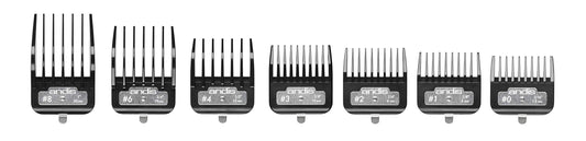 White Smoke Andis 33640 BG-Series Premium Metal Clip Comb Set - Provides Sharp Cutting Blades with Long-Lasting Performance, Available in 7 Different Sizes – Black