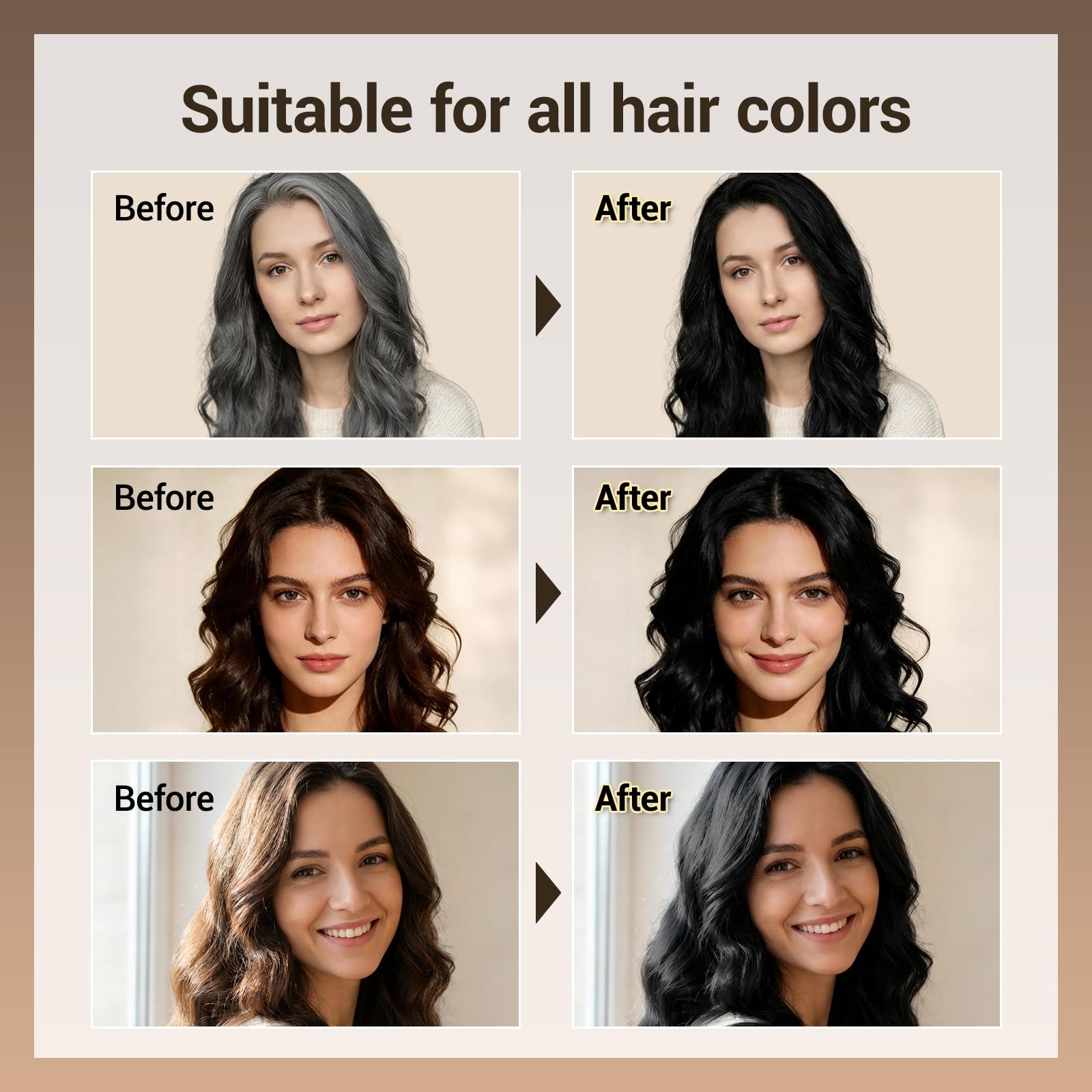 Antique White IIIMEIDU Hair Dye Shampoo for Gray Hair Coverage, 3 in 1 Natural Black Dye for Women Men, 500ml