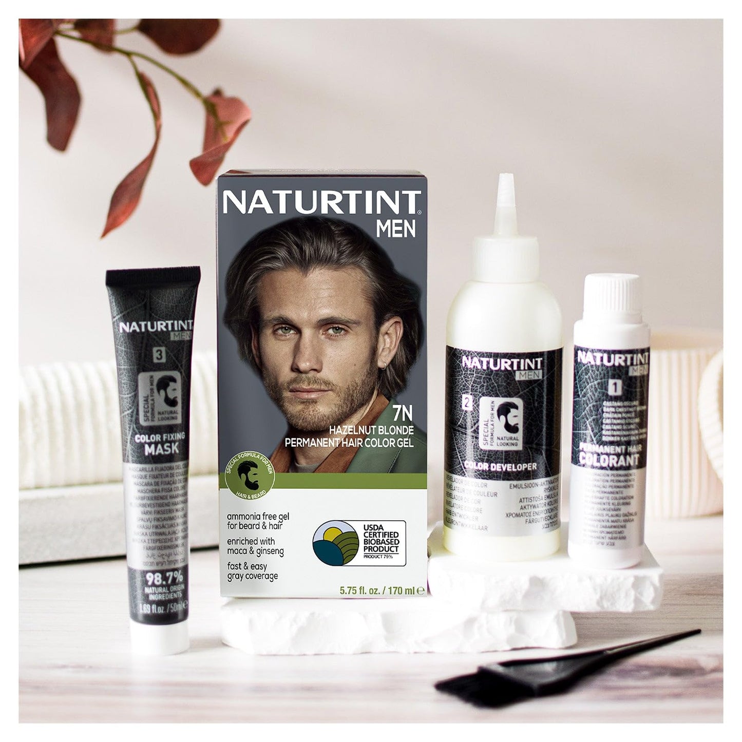 Light Gray Naturtint Mens Permanent Hair Color for Hair Beard and Mustache (7N Men's Hazelnut Blonde)
