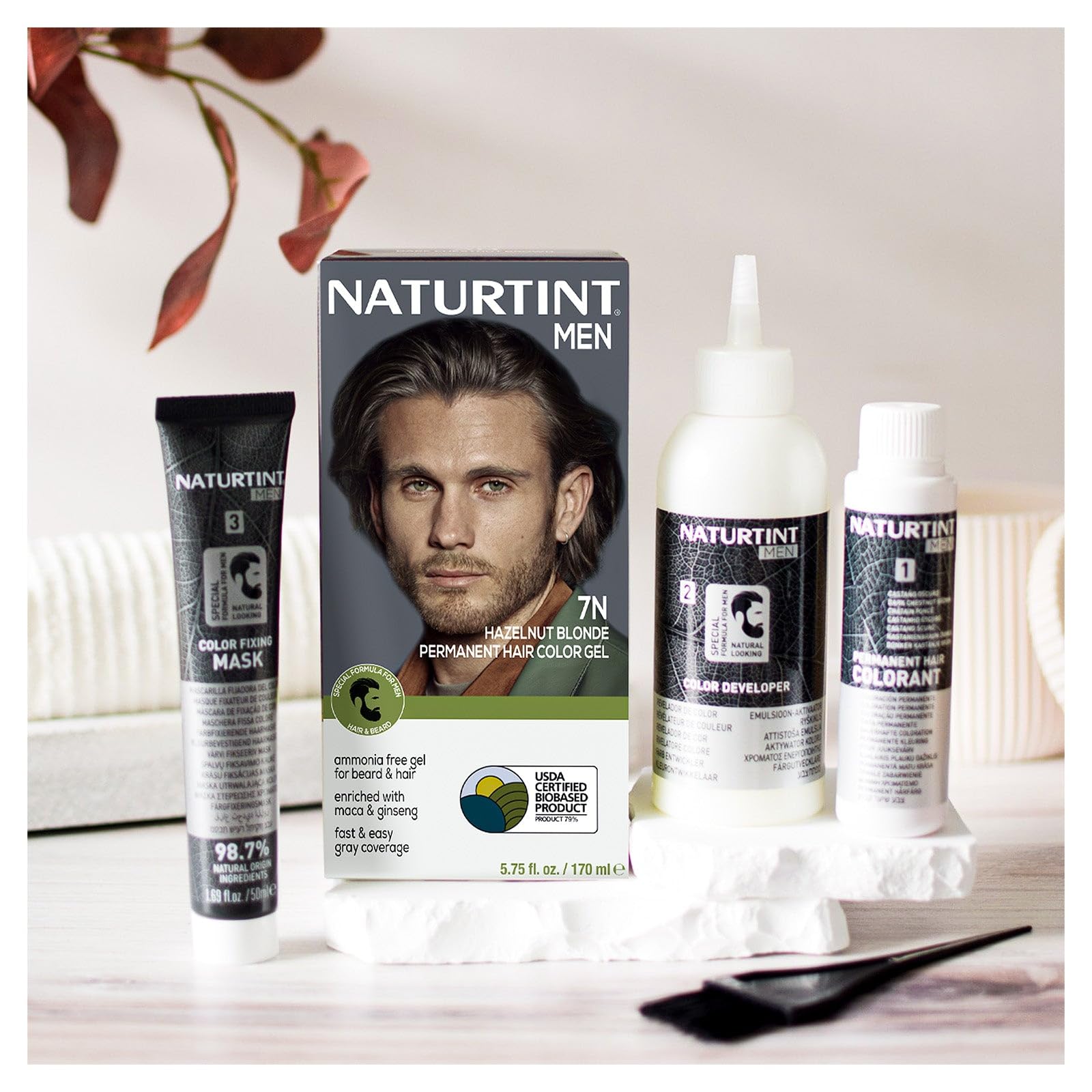 Light Gray Naturtint Mens Permanent Hair Color for Hair Beard and Mustache (7N Men's Hazelnut Blonde)