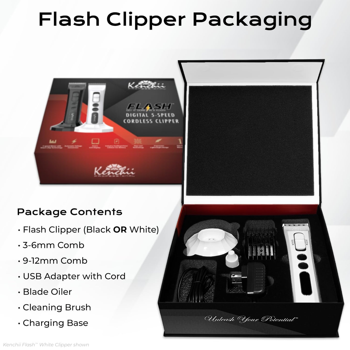 White Smoke Kenchii Flash Dog Clippers for Grooming 4-in-1 Digital Cordless Cat & Dog Grooming Clipper for Pet Care, Precision Pet Grooming Trim, Shape, and Style Effortlessly, White