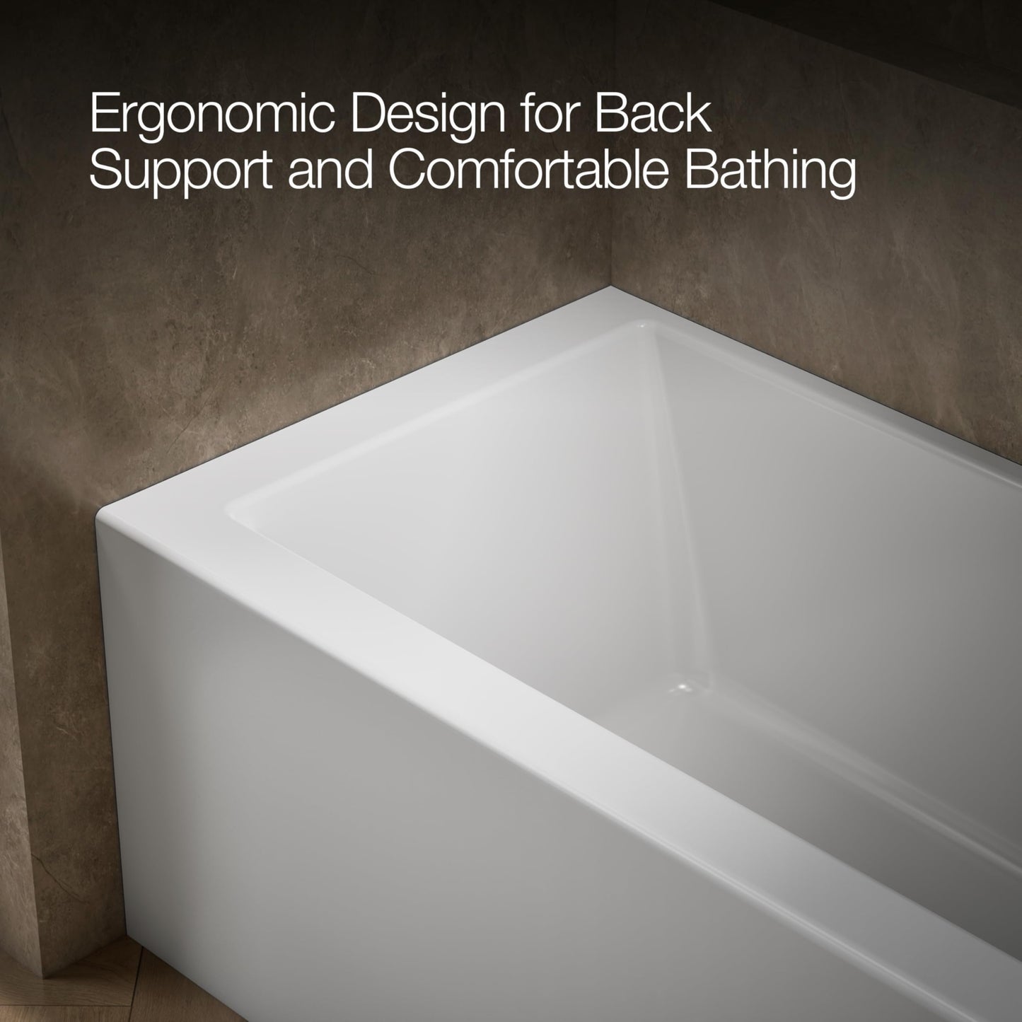 Dark Gray Kohler 60" x 30" alcove bath with integral apron, integral flange, and right-hand drain