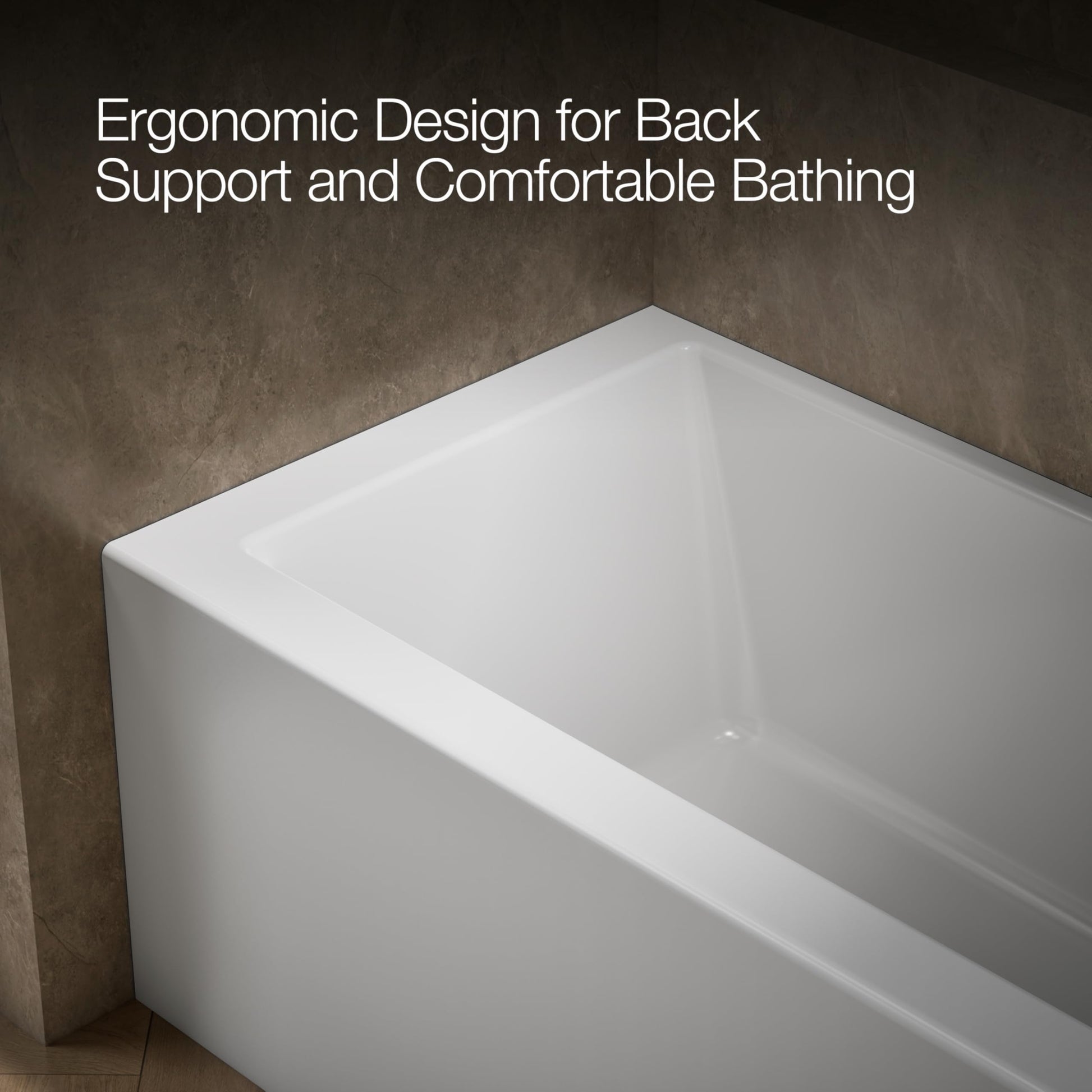Dark Gray Kohler 60" x 30" alcove bath with integral apron, integral flange, and right-hand drain