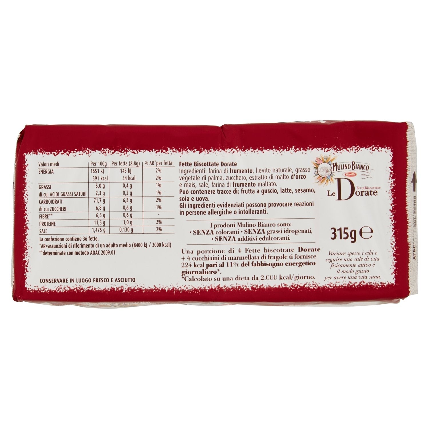Light Gray Mulino Bianco: " Le Dorate " Fette Biscottate 36 count - Golden Rusks. Italian Toast - 11.11 Oz (315g) Pack of 2