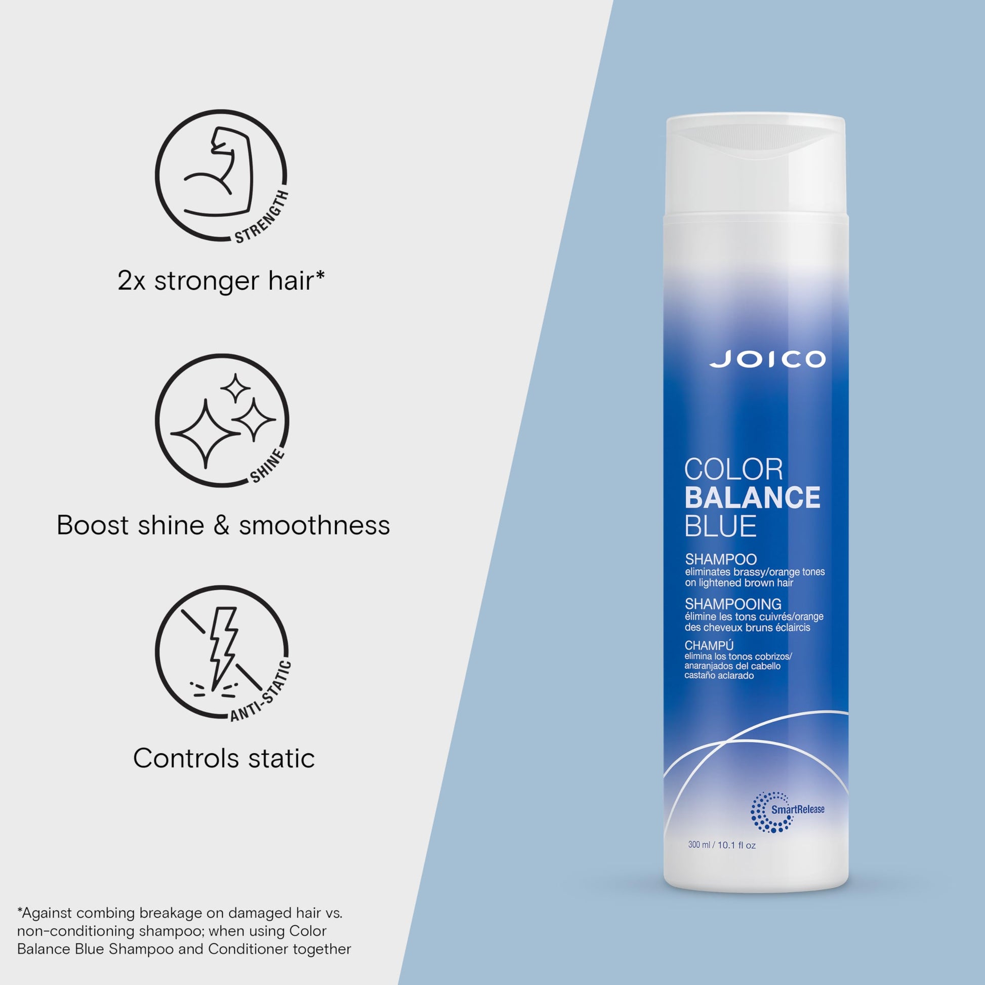 Lavender Joico Color Balance Blue Shampoo | For Lightened Brown Hair | Eliminate Brassy Orange Tones | Boost Color Vibrancy & Shine | UV Protection | With Rosehip Oil & Green Tea Extract | 10.1 Fl Oz