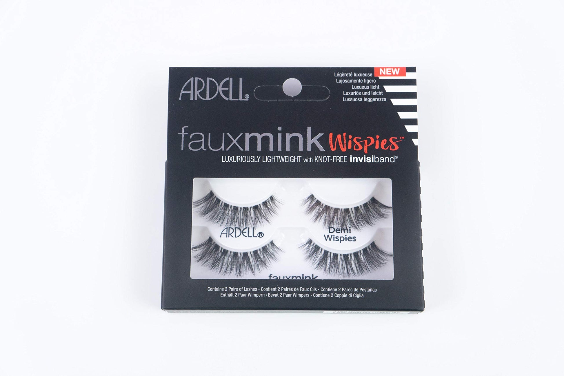 Dark Slate Gray Ardell Faux Mink Wispies Lashes - Lightweight, Knot-Free, Natural-Looking False Eyelashes with Invisiband, 2-Pairs