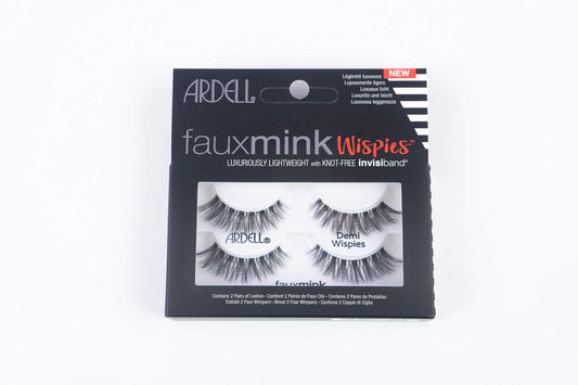 Dark Slate Gray Ardell Faux Mink Wispies Lashes - Lightweight, Knot-Free, Natural-Looking False Eyelashes with Invisiband, 2-Pairs