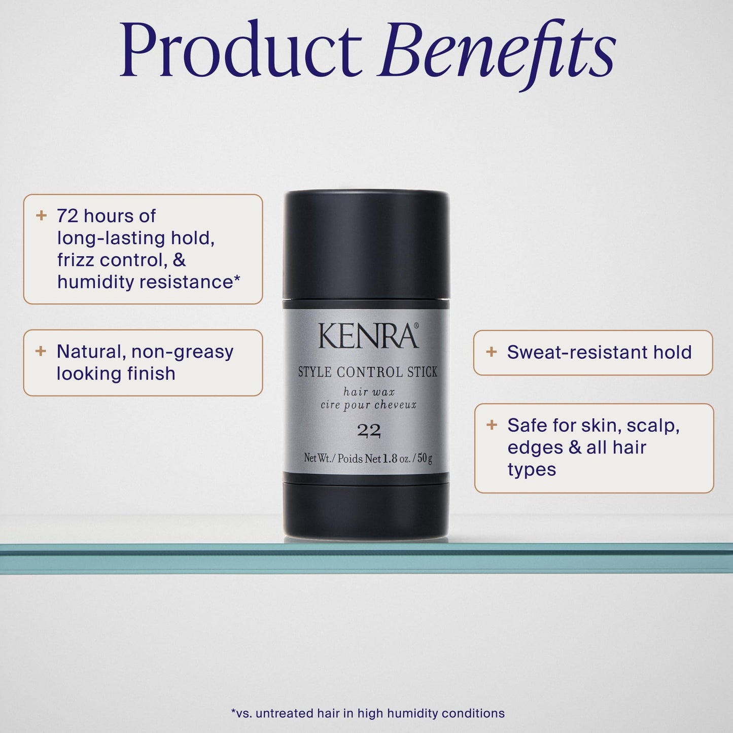 Lavender Kenra Professional Style Control Stick 22 | Hair Wax | Smooth, Sleek Styles | Long-Lasting Hold, Frizz Control, & Humidity Resistance | Sweat-Resistant Hold | Safe for Skin, Scalp & Edges | 1.8 oz