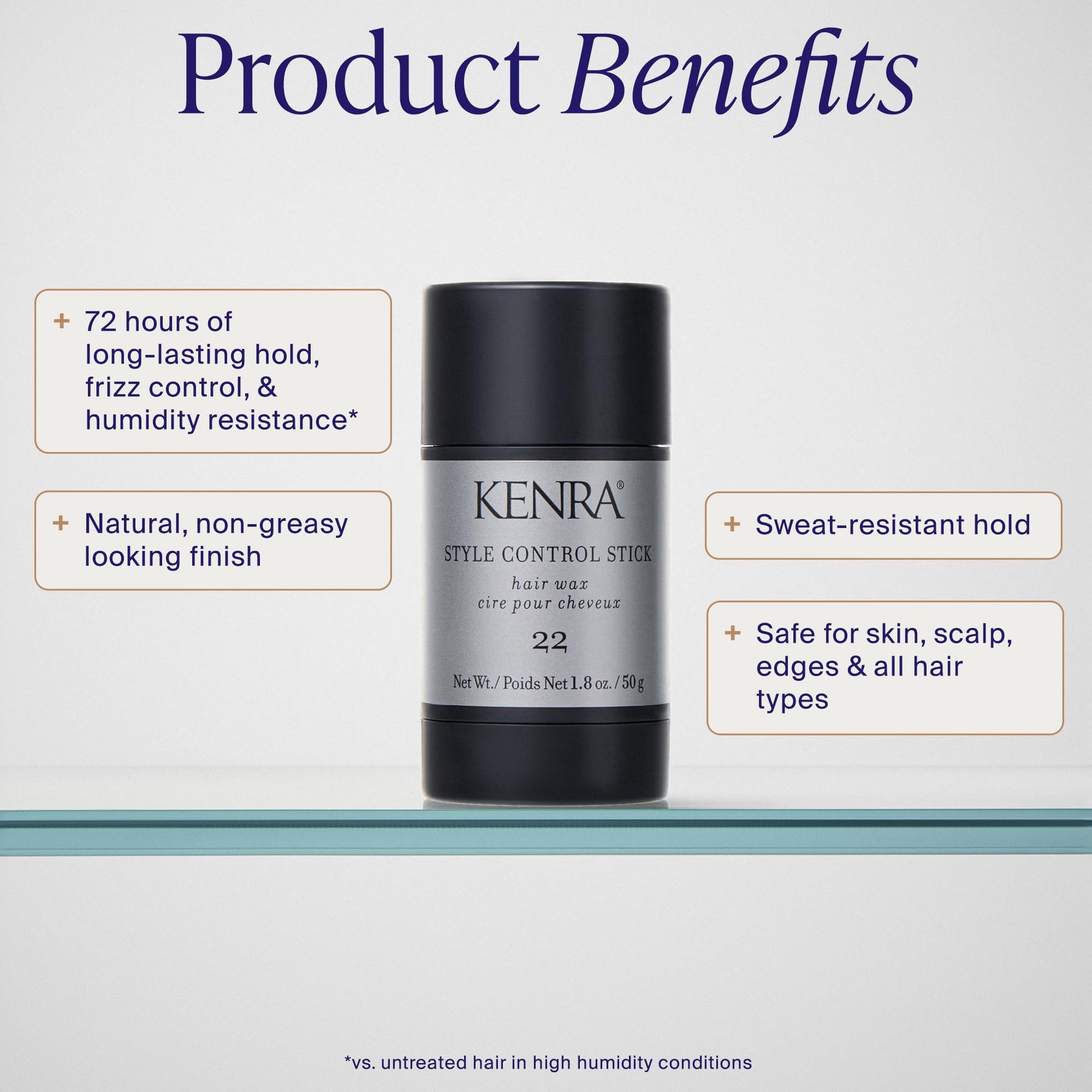 Lavender Kenra Professional Style Control Stick 22 | Hair Wax | Smooth, Sleek Styles | Long-Lasting Hold, Frizz Control, & Humidity Resistance | Sweat-Resistant Hold | Safe for Skin, Scalp & Edges | 1.8 oz