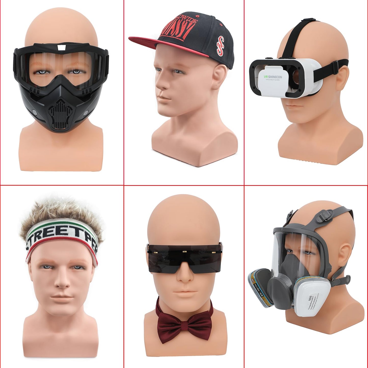 White Smoke BLTYXT PVC Male Mannequin Head Professional Manikin Training Head for Display Headphone Game Console Hats Wigs Jewellery Glasses Facemask Caps Model Head (L90FuS)