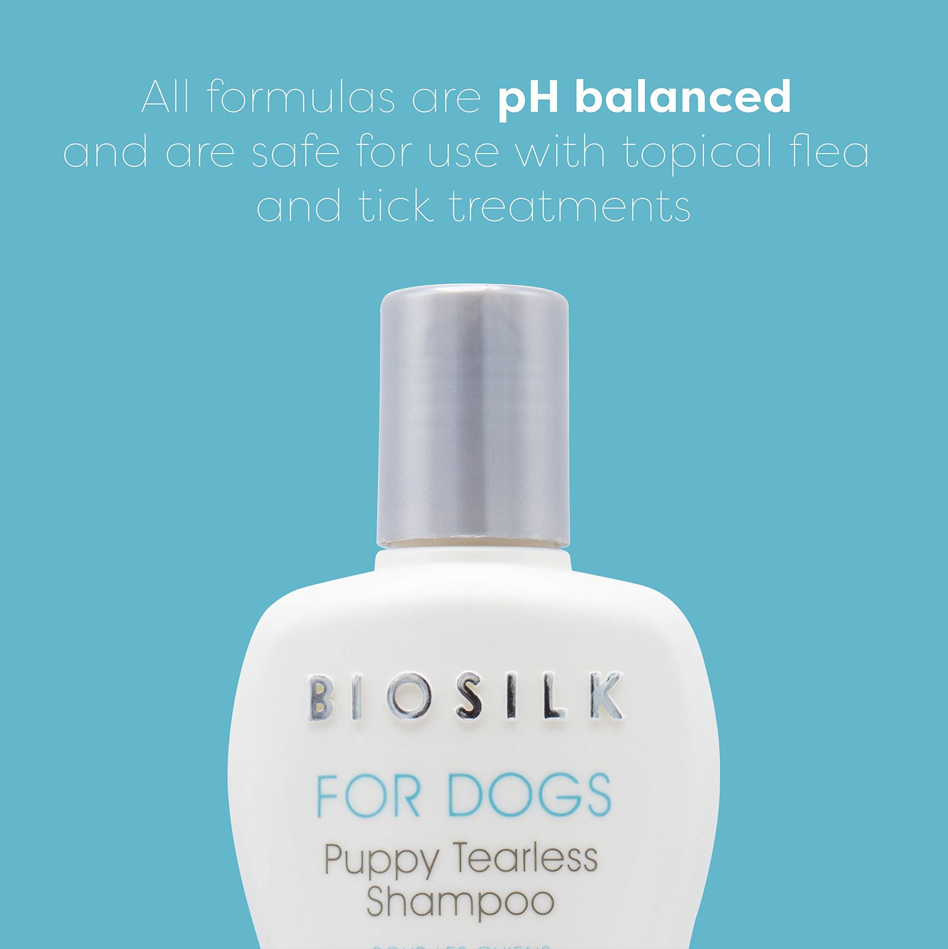 Medium Aquamarine BioSilk for Dogs Puppy Tearless Shampoo, Gentle Dog Wash with Silk Proteins, Paraben and Sulfate Free Formula Helps Clean and Condition Coats for Puppies and Dogs, 12 Fl Oz