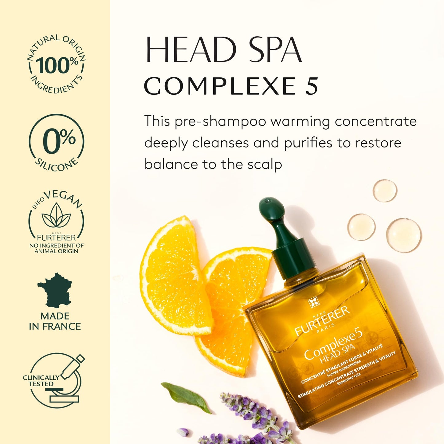 White Smoke Rene Furterer Head Spa COMPLEXE 5 Stimulating Plant Concentrate, Pre-Shampoo Purifying Scalp Treatment, 1.6 oz