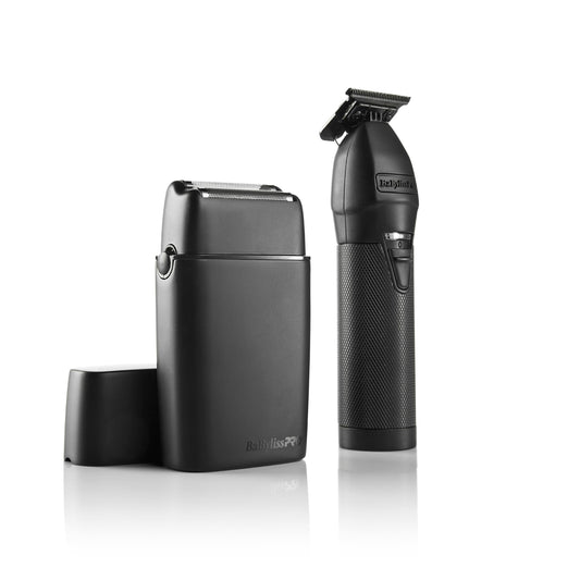 White Smoke BaBylissPRO LIMITEDFX Cord/Cordless Hair Trimmer and Double Foil Hair Shaver Prepack, High-Performance Lithium-Ion Batteries for Long-Lasting Cutting