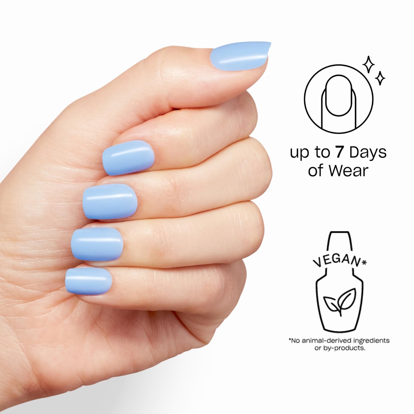 White Smoke OPI Sticking Point Verified | Short Squoval Opaque Cool Blue Instant No Glue Press On Nails | 30 Count with Adhesive Tabs | Damage-Free Wear | Spring 2026