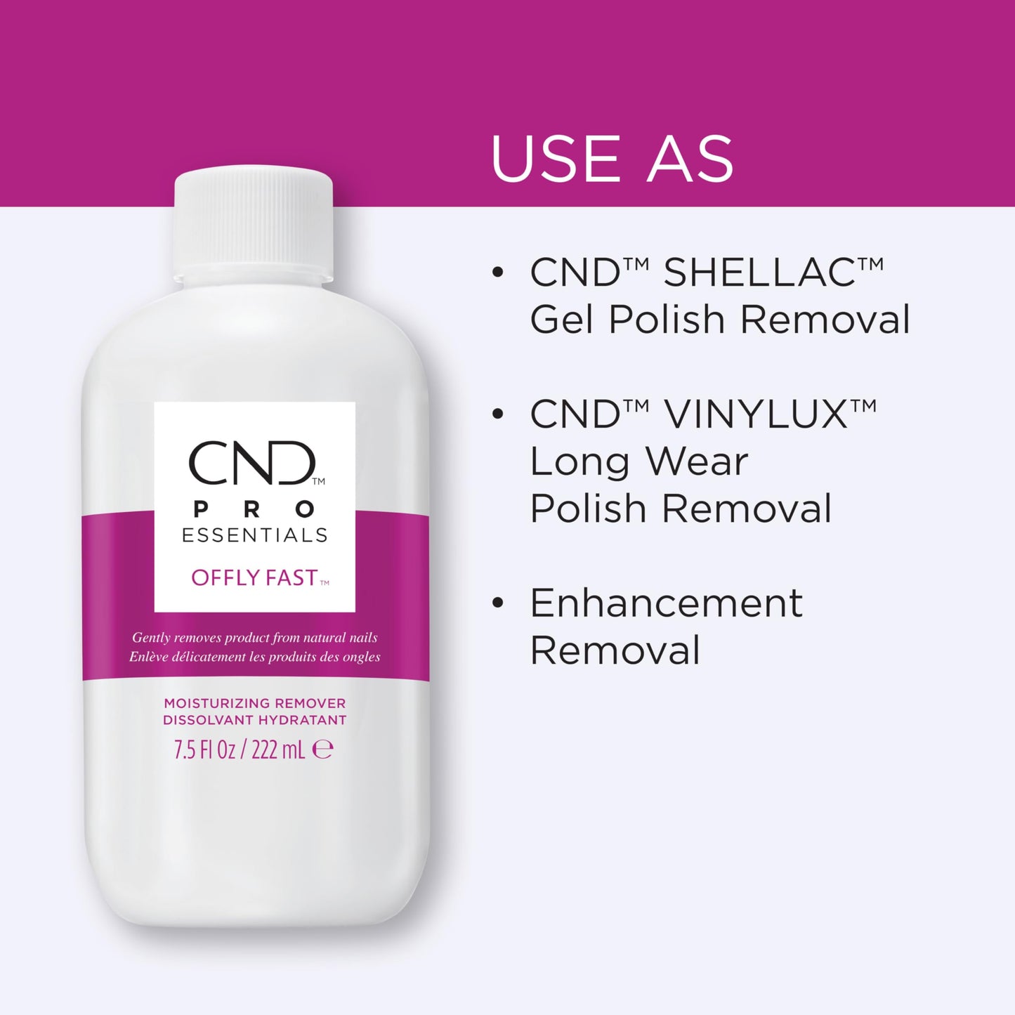 White Smoke CND OFFLY FAST Moisturizing Nail Polish Remover, 7.5 fl oz