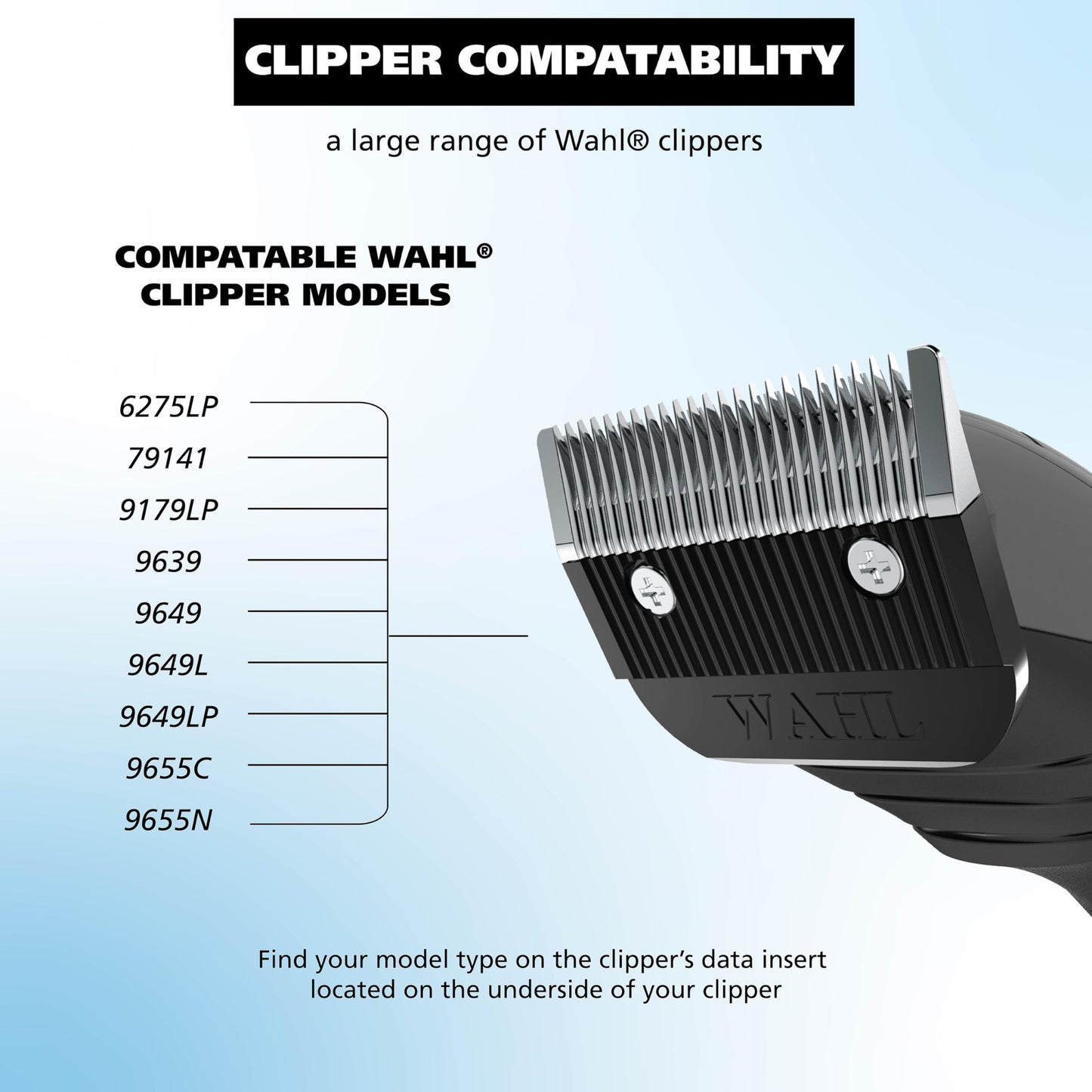 White Smoke Wahl Clipper Detachable Cordless Hair Clipper Blade Replacement Set, Compatible 6275LP/9179/9590/9591/9639/9645/9649LP/9655/79434/79003/79005 – Model 2167