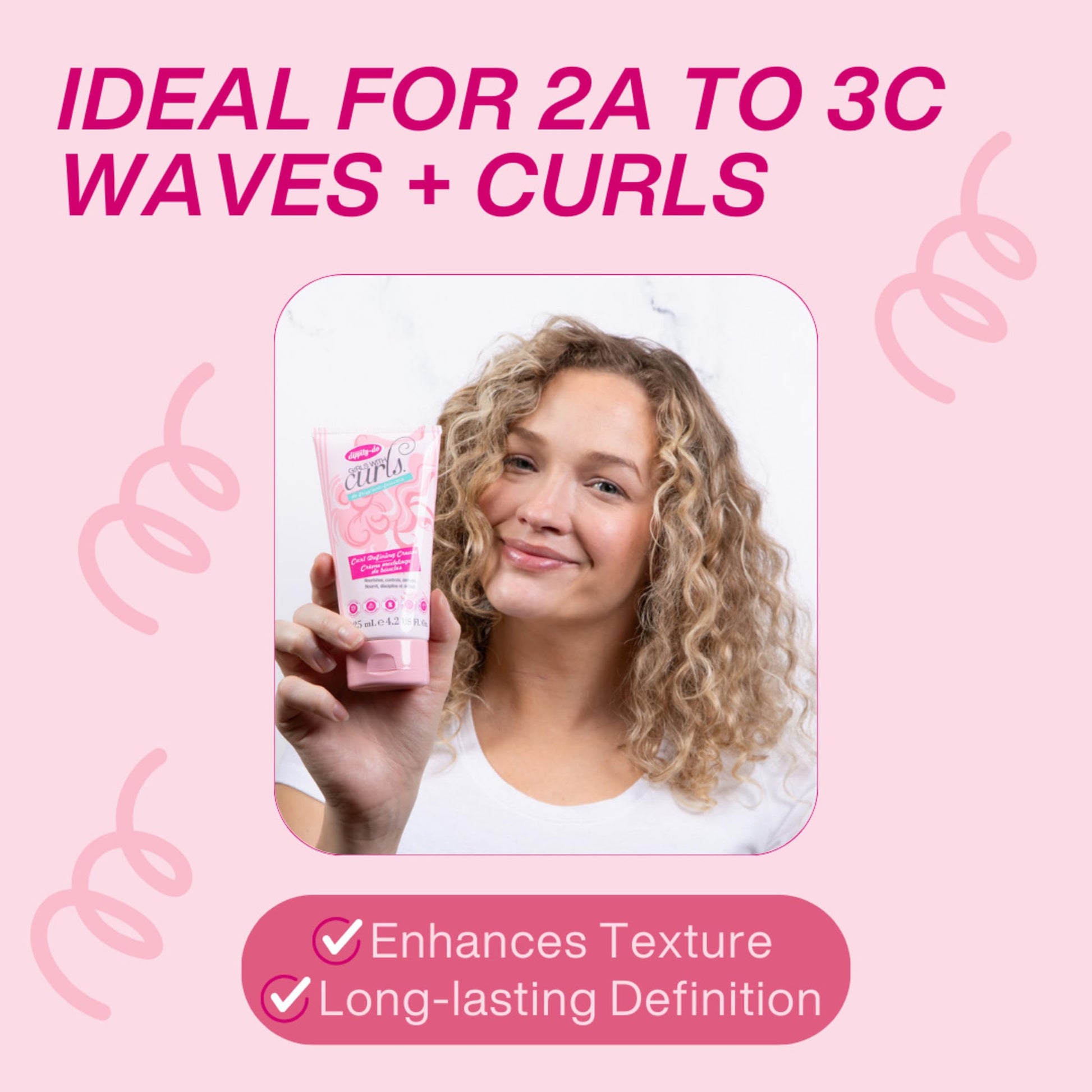 Misty Rose Dippity Do Girls With Curls Leave-In Curl Defining Cream, Anti-Frizz Styling for Curly & Wavy Hair, Smoothing Cream For Frizzy Hair, Shea Butter, Coconut Oil, Frizz Control, Strengthening, 2 Pack