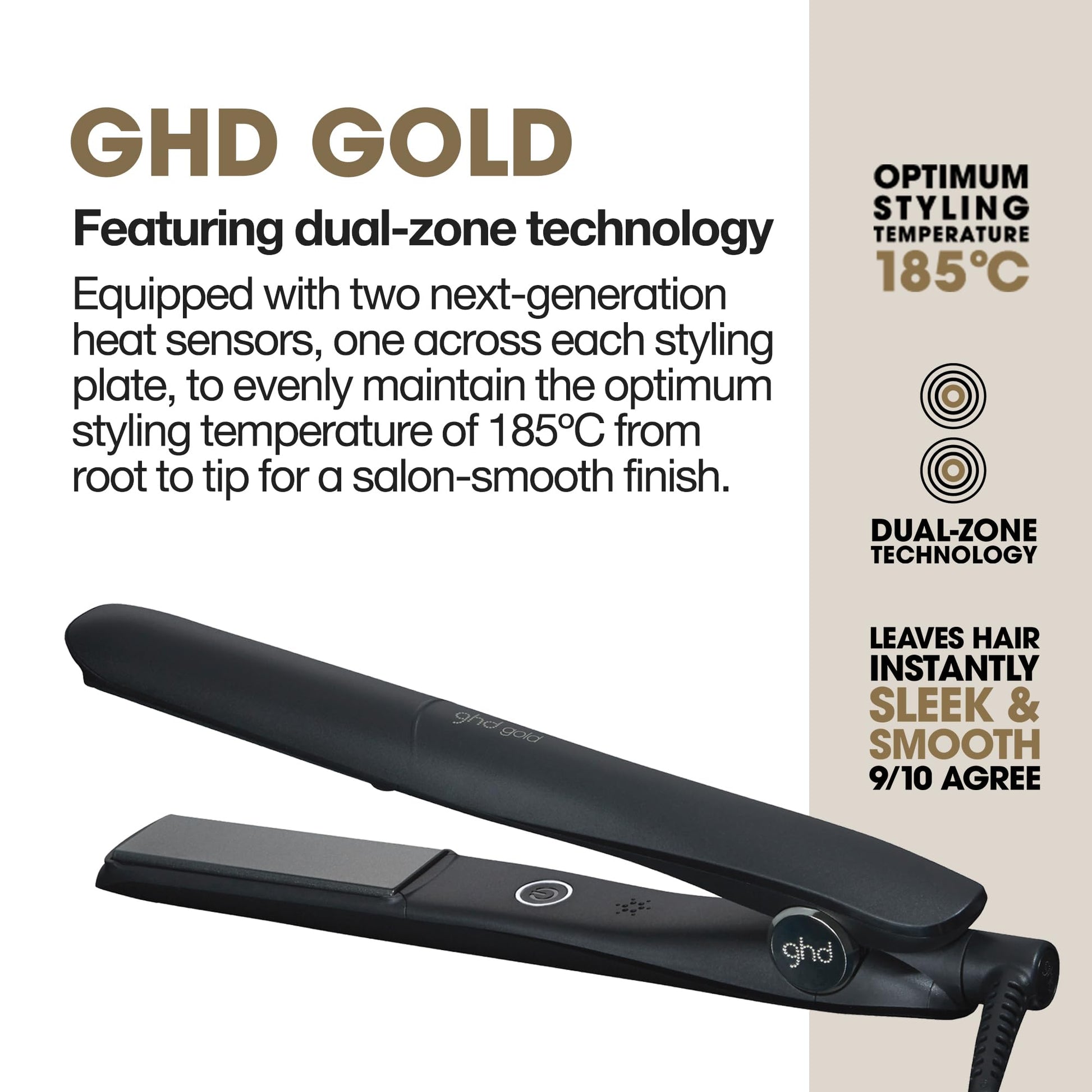 White Smoke ghd Max Styler - 2” Professional Flat Iron Hair Straightener with Dual-Zone Technology, Wide Ceramic Plates for Long, Thick, or Curly Hair - 365ºF Safe Heat and Auto Sleep Mode - Black