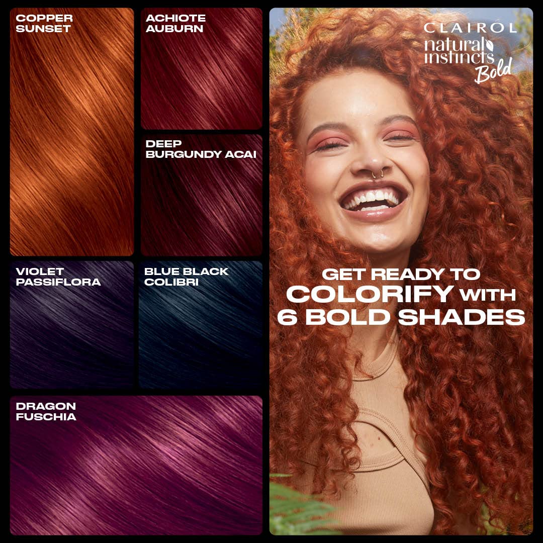 Saddle Brown Clairol Natural Instincts Bold Permanent Hair Dye, F66 Dragon Fuchsia Hair Color, Pack of 1