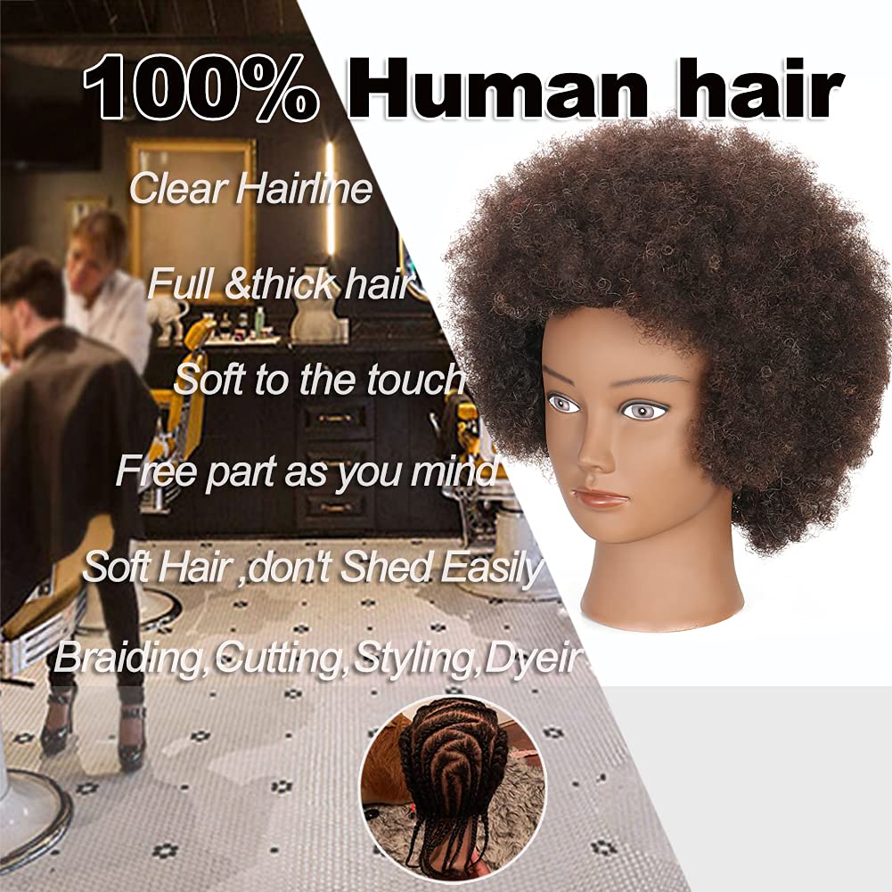 White Smoke Mannequin Head with 100% Human Hair - Afro Style for Braiding & Styling Practice