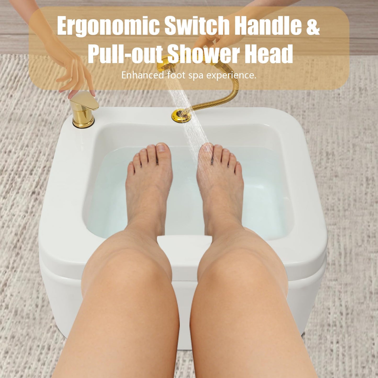 Dark Gray BAIODNB Pedicure Foot Spa Bathtub Portable Acrylic Massage Footbath with Hot & Cold Water Pedicure Bowl Acrylic Pedicure Chair Shampoo Sink, Sink Spa Foot Shower Wash Salon, Massage Foot (White+Gold)