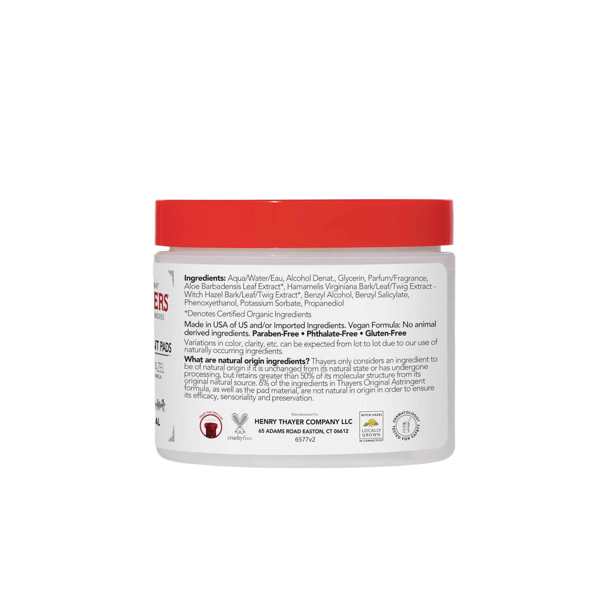 Light Gray THAYERS Original Witch Hazel Astringent Pads with Aloe Vera Formula, 60 Count