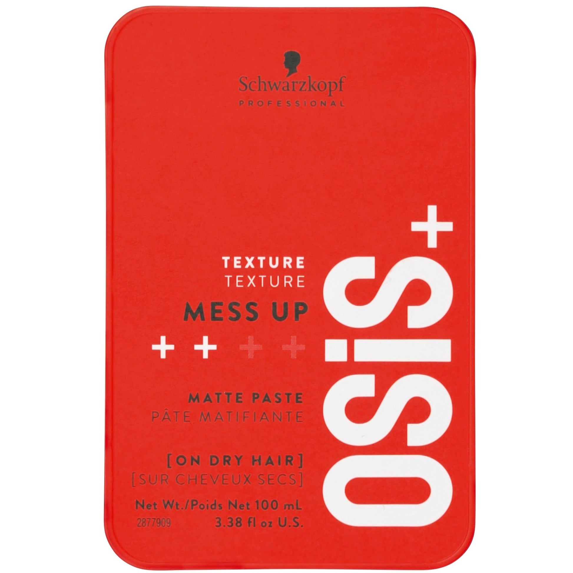 Firebrick OSiS+ Mess Up Matte Texture Paste, 3.38 oz – Medium Hold, Dry Moldable Styling Paste - Flexible & Reworkable Styling for Defined and Messy Hair Looks