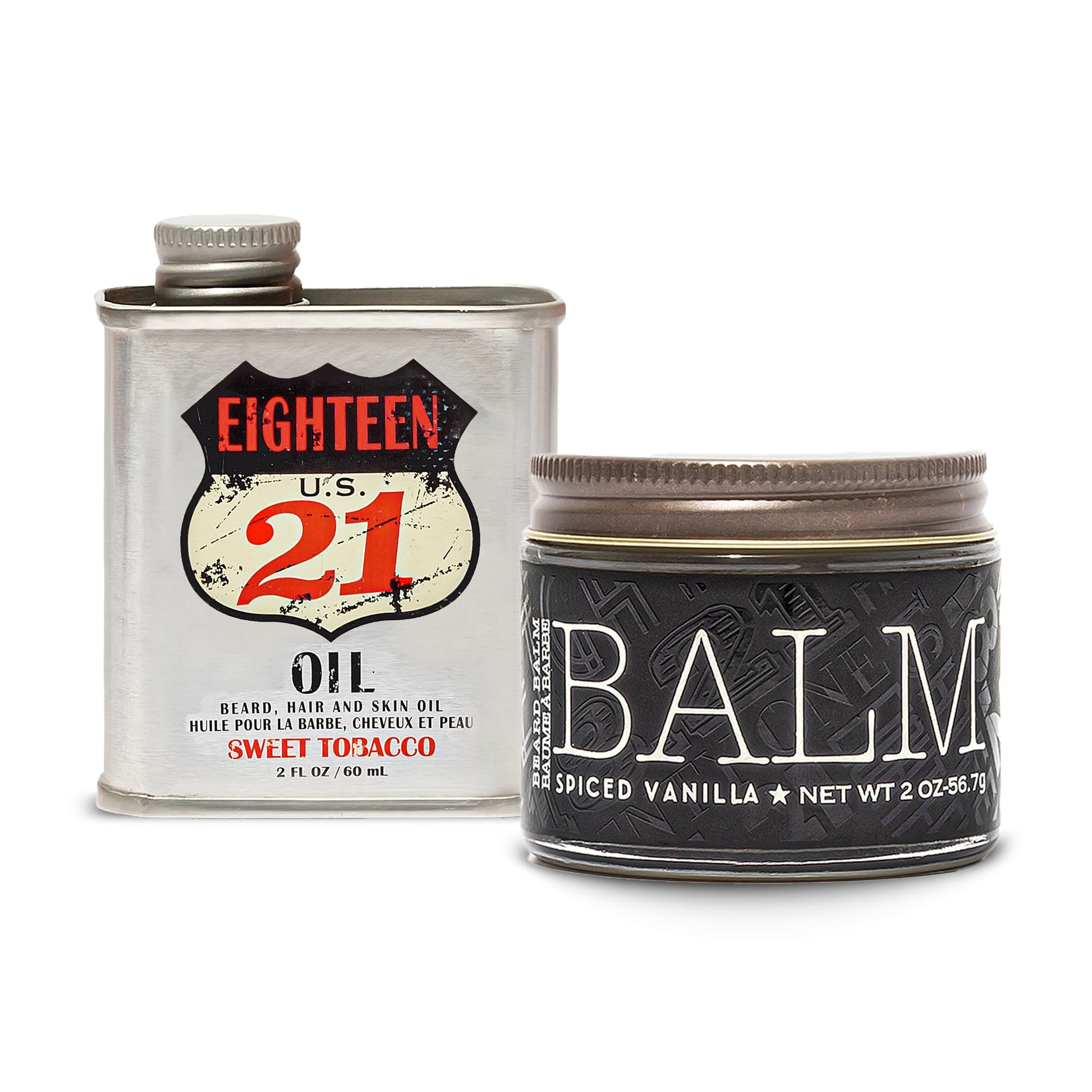White Smoke 18.21 Man Made Sweet Tobacco Beard Oil & Beard Balm 2-Set Bundle, All Hair & Skin Types for Men, Strengthens and Moisturizes in a Manly Aroma