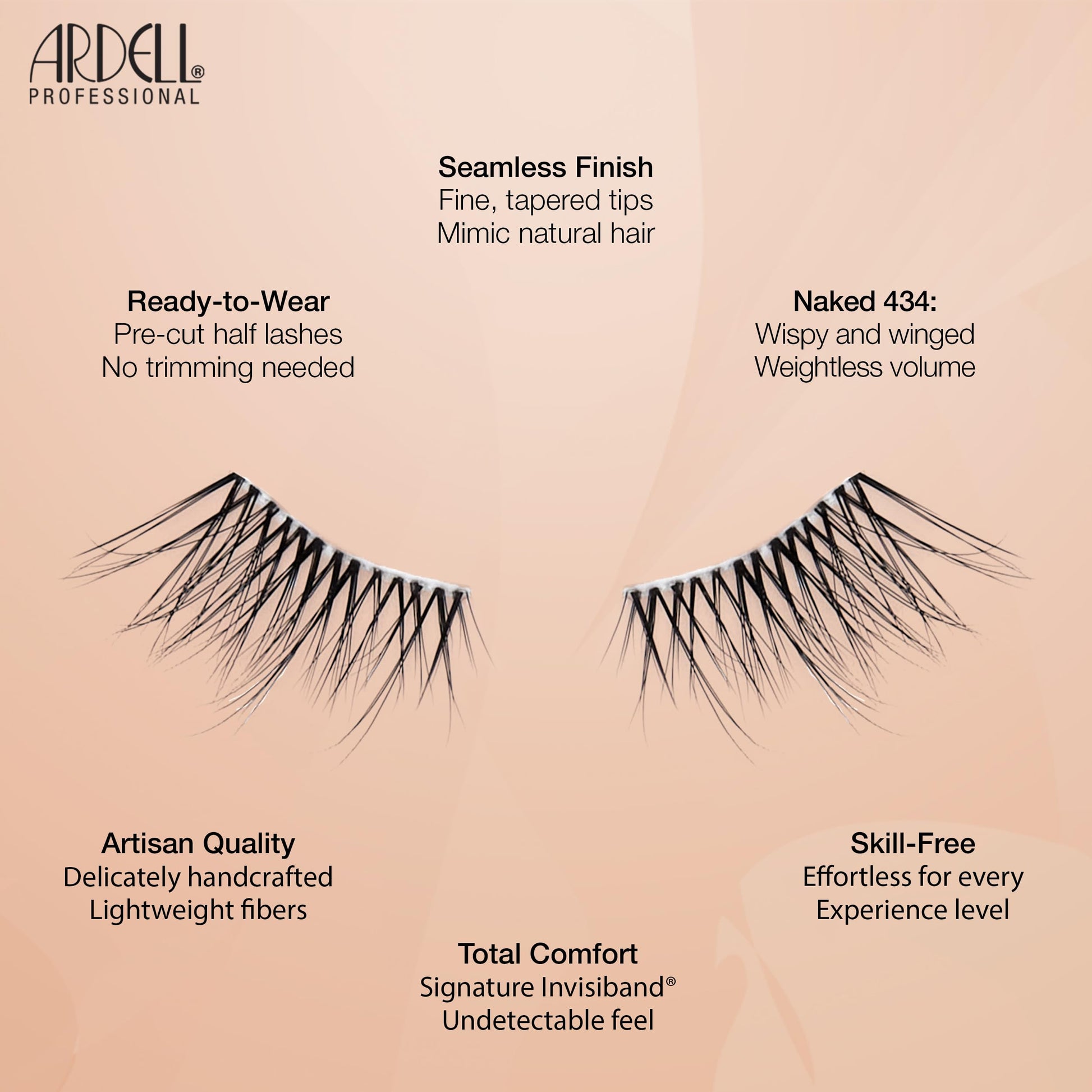 Wheat Ardell Half Naked Lashes 434 – Natural Half Lashes for Outer Corner, Soft & Flattering Fit Wispy Volume False Eyelashes, Includes DUO Lash Glue 1g