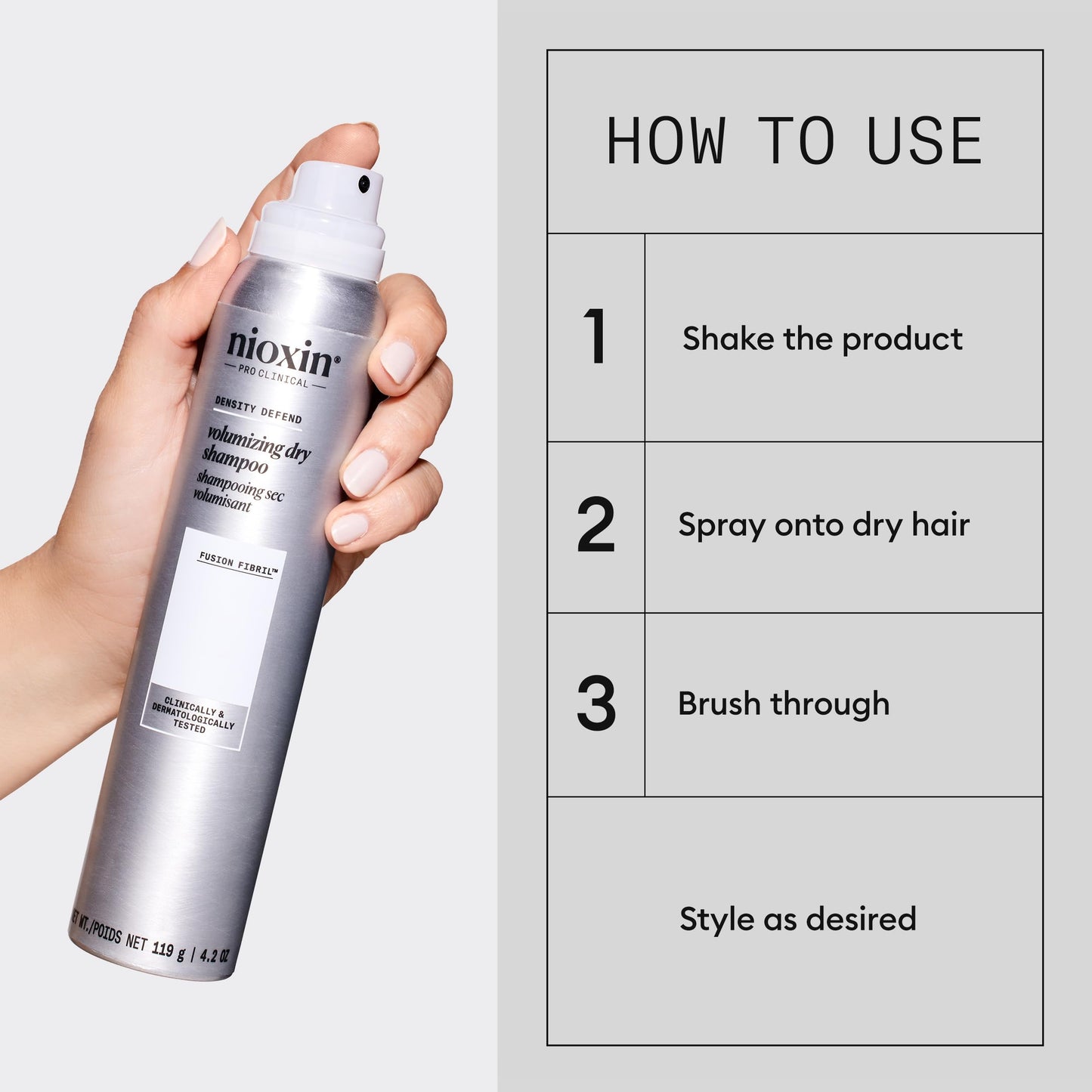 Light Gray Nioxin Density Defend Volumizing Dry Shampoo for Fine Hair | Increases Hair Density | Instant Fullness | 4.2 Fl oz.
