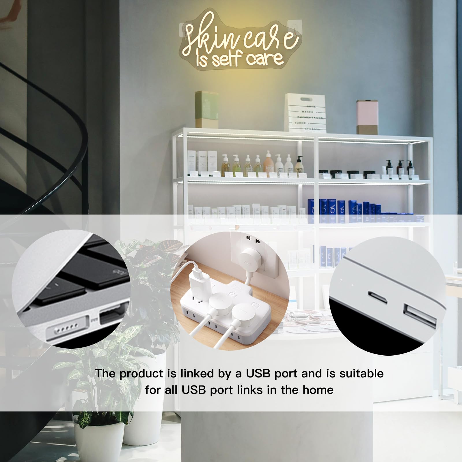 Gray WLHOPE Skin Care is Self Care Neon Signs for Wall Decor LED Lights Decorations for Beauty Salon Facial Spa Bathroom, Get Your Business Seen Day or Night
