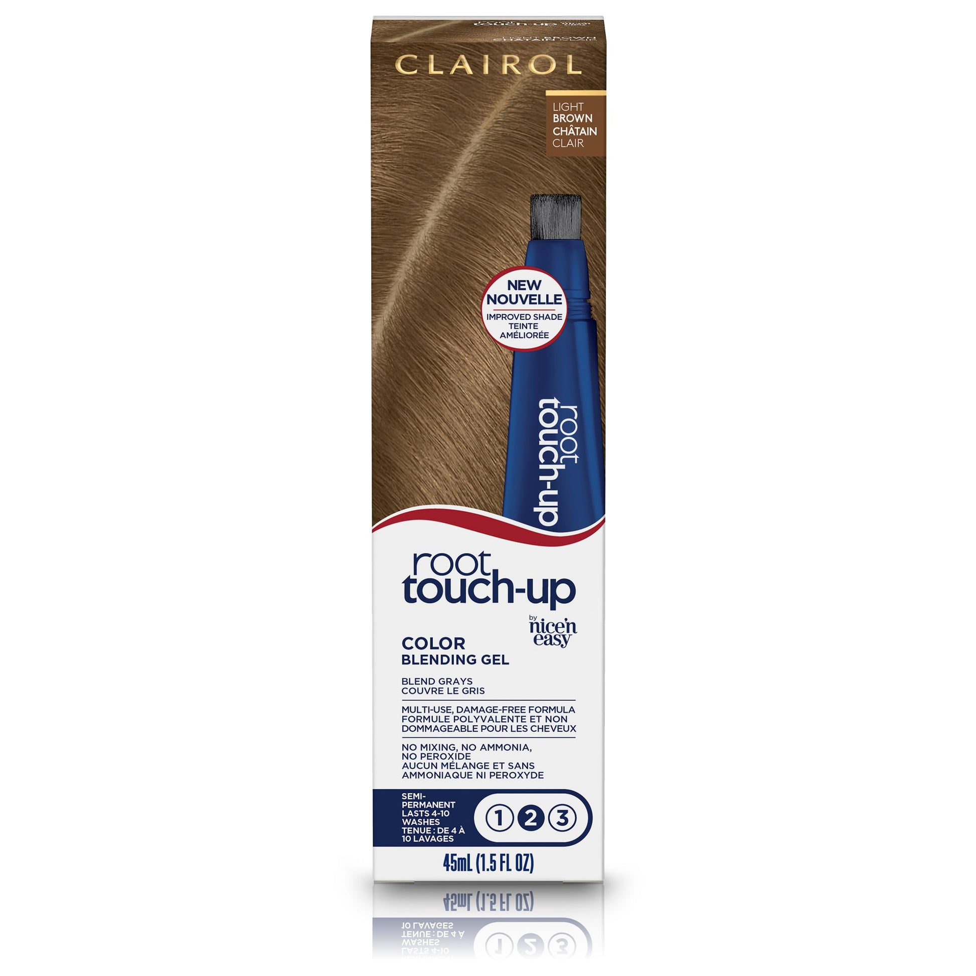 White Smoke Clairol Root Touch-Up Semi-Permanent Hair Color Blending Gel, 6 Light Brown, Pack of 1