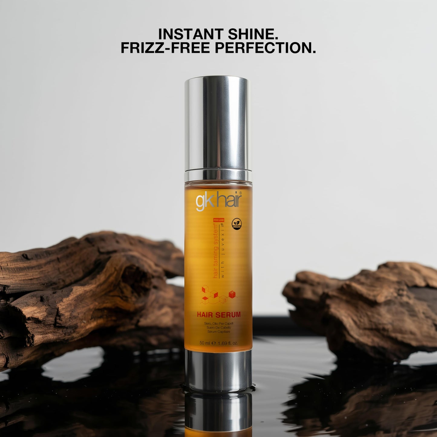 Light Gray GK HAIR - Hair Oil Serum 1.69 Oz - Smooth Frizz Control & Shine Enhancement - Dry, Frizzy, Damaged & Dull Hair - Argan Oil Hair Serum with Plant Based Protein and Natural Silicones Lightweight Finish