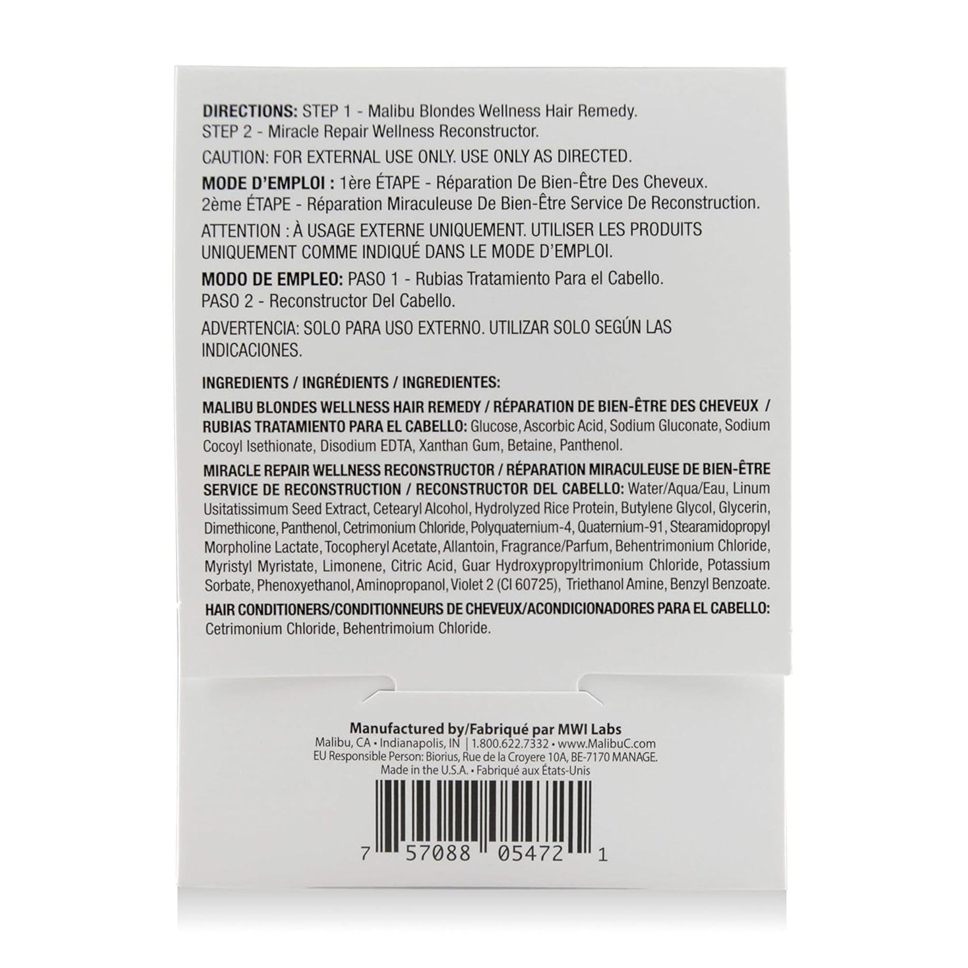 Light Gray Malibu C Mini Rehab Malibu Blondes - Contains 2 Hair Remedy Packets - Vitamin Complex Hair Remedy to Restore Hair Vibrancy - Hair Care for Natural & Processed Blondes