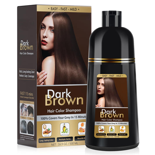 White Smoke BOJICA Dark Brown Hair Dye Shampoo, Hair Color Shampoo for Women, 3 in 1 Hair Dye for Gray Hair 100% Grey Hair Coverage/Instant/Herbal Ingredients 17.6 OZ