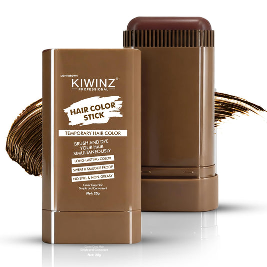 White Smoke Hair Color Stick – Water Proof and Sweat Proof Hair Dye stick - Color Touch-Up Hair Sticks with Comb - Color Correction Stick to Cover Gray and White Hair For Men and Women. (Light Brown)