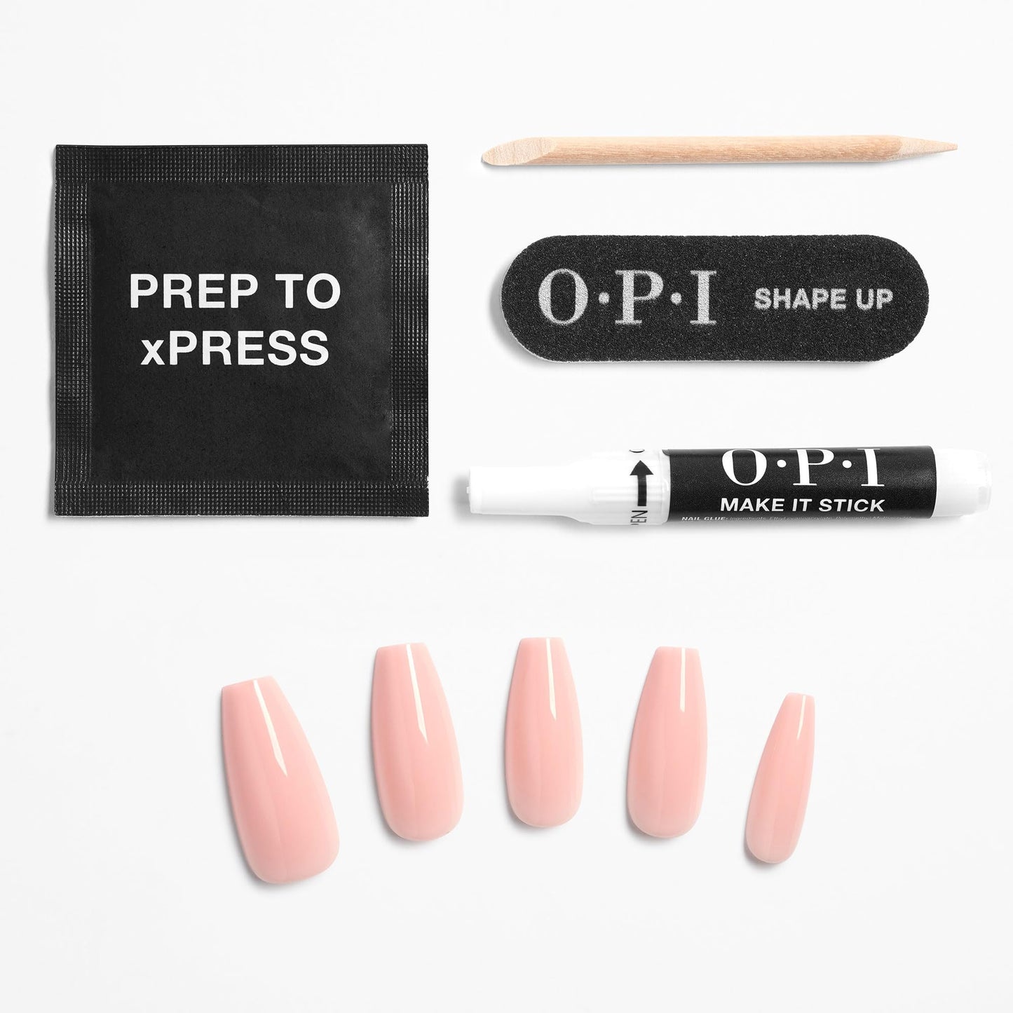 White Smoke Bundle of OPI xPress/On Press On Nails, With Nail Glue, Long Neutral Coffin Shape Nails, Bubble Bath + OPI Nail Envy, Nail Strengthening Treatment, Stronger Nails in 1 Week, Vegan Formula, 0.5 fl oz