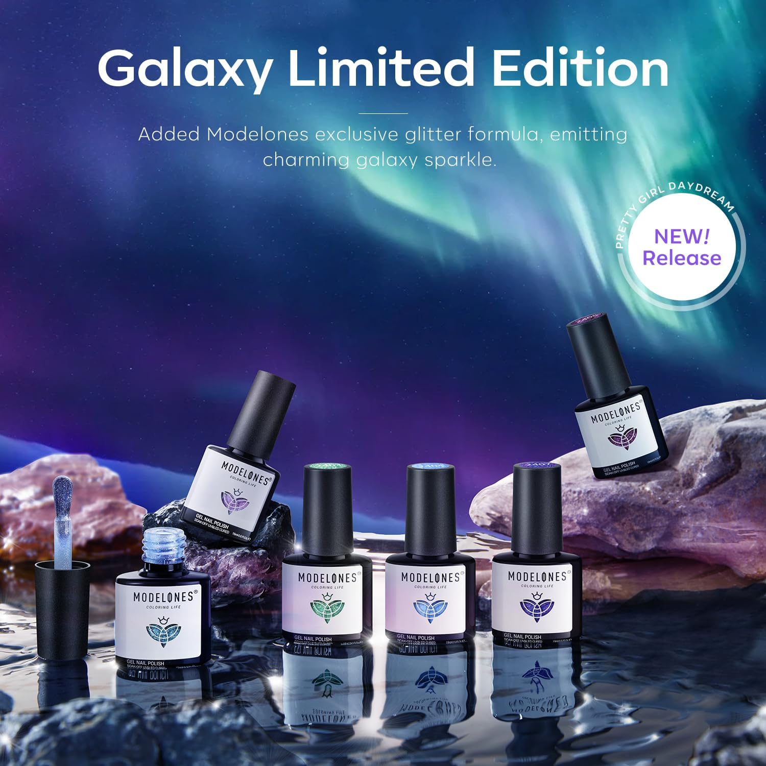 Midnight Blue modelones Gel Nail Polish Set- 6 Colors 2026 Mothersday Chameleon Aurora Shimmer Glitter Gel Polish Kit Blue Green Purple Nail Gel Polish Soak Off LED Nail Lamp Nail Art Gel Kit DIY Salon Gift
