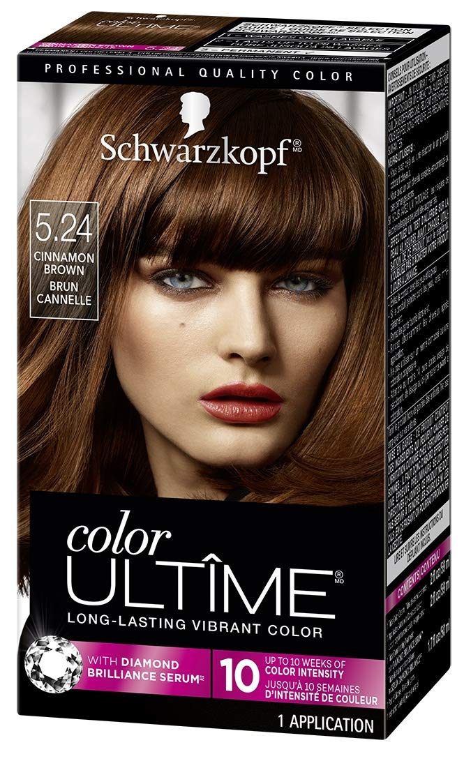 Black Schwarzkopf Color Ultime Permanent Hair Color Cream, 5.24 Cinnamon Brown